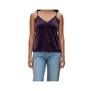 Coldwater Creek Purple Velvet tank top Size Large Lace Trim